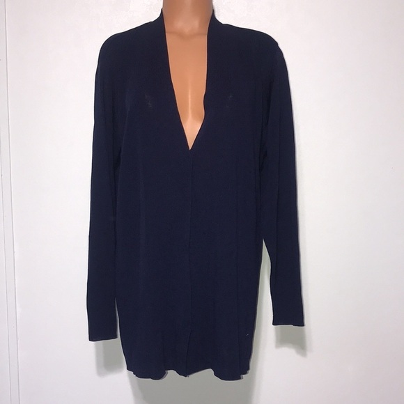 Real Clothes Saks Fifth Avenue Buttondown V-Neck Cardigan Navy
